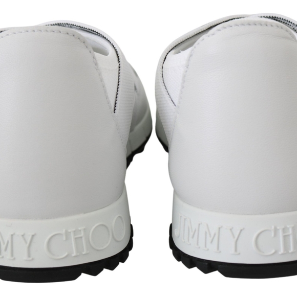 JIMMY CHOOToronto White/Black Nappa/Knit Sneakers - Picture 5 of 6